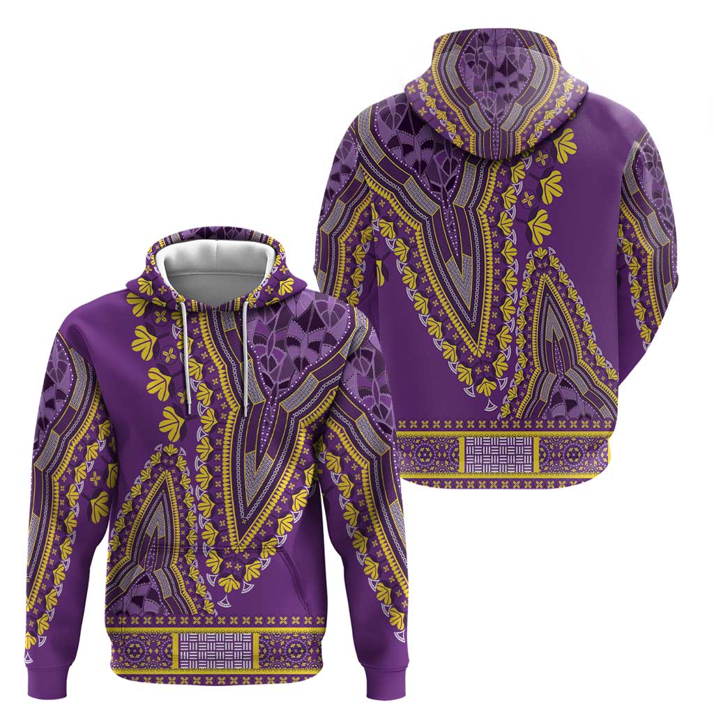 African Dashiki Hoodie Luxury Violet - Wonder Print Shop