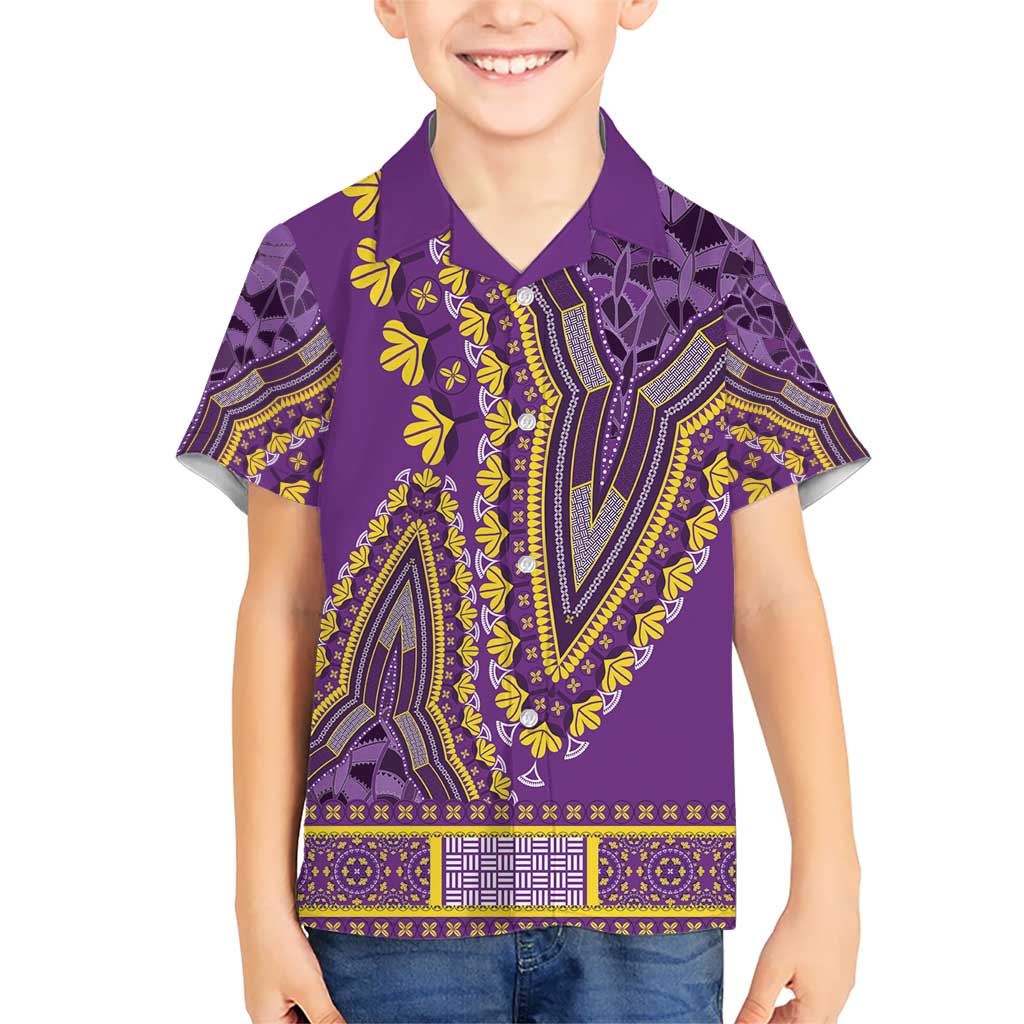 African Dashiki Kid Hawaiian Shirt Luxury Violet - Wonder Print Shop
