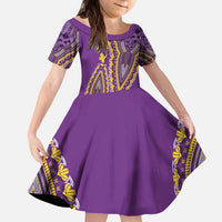 African Dashiki Kid Short Sleeve Dress Luxury Violet - Wonder Print Shop