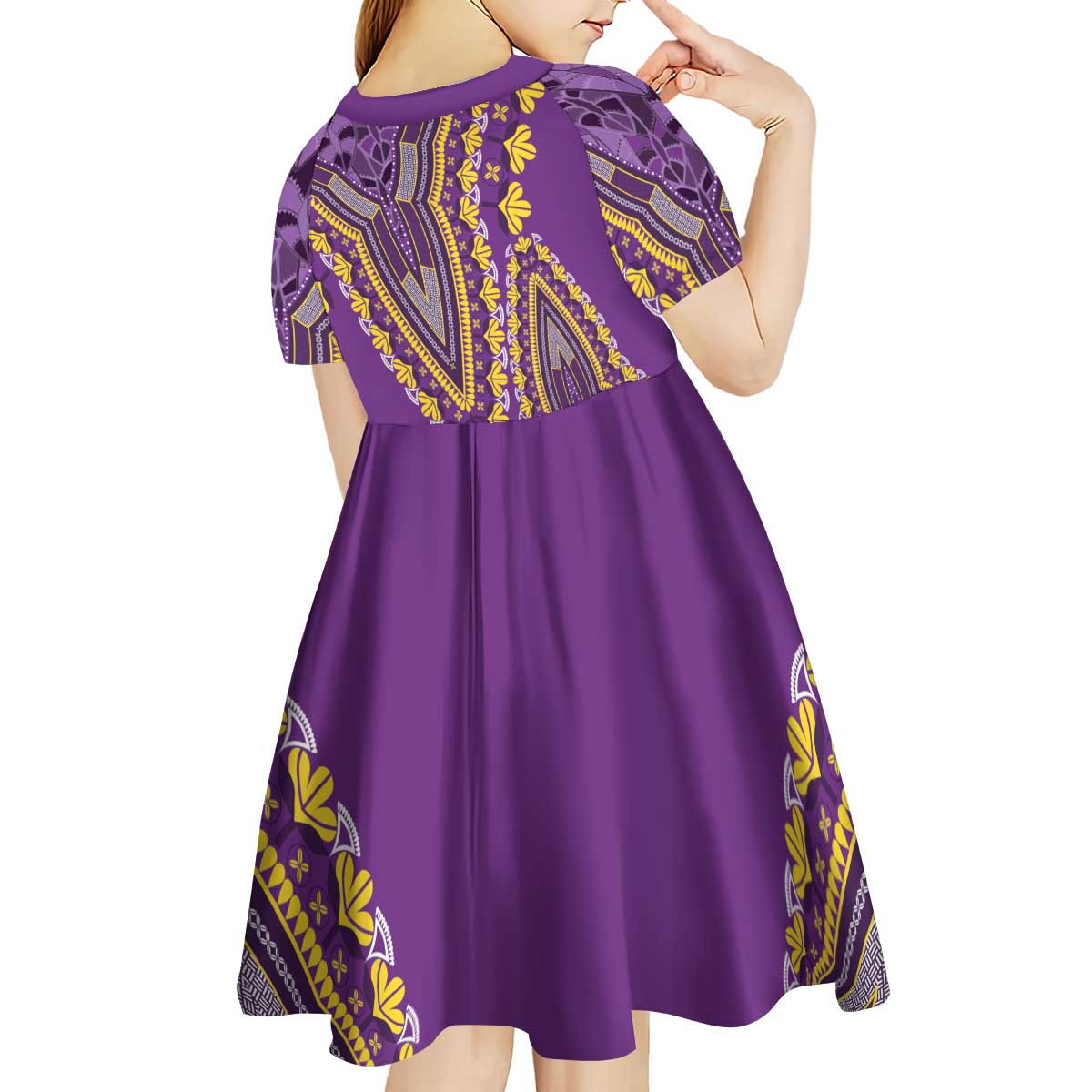 African Dashiki Kid Short Sleeve Dress Luxury Violet - Wonder Print Shop