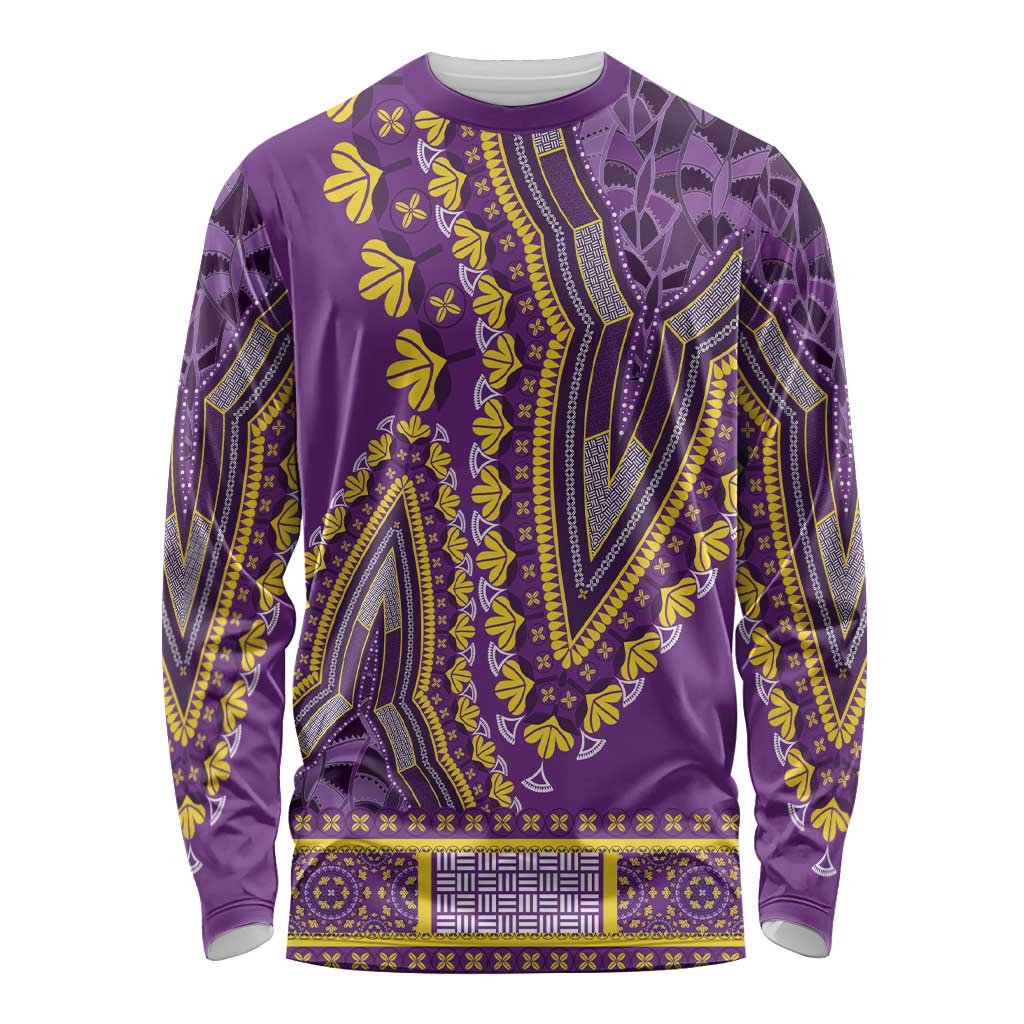 African Dashiki Long Sleeve Shirt Luxury Violet - Wonder Print Shop