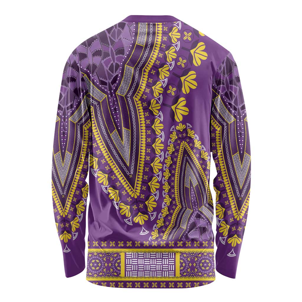 African Dashiki Long Sleeve Shirt Luxury Violet - Wonder Print Shop