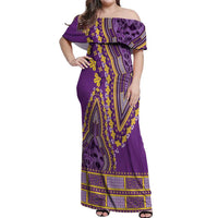African Dashiki Off Shoulder Maxi Dress Luxury Violet - Wonder Print Shop