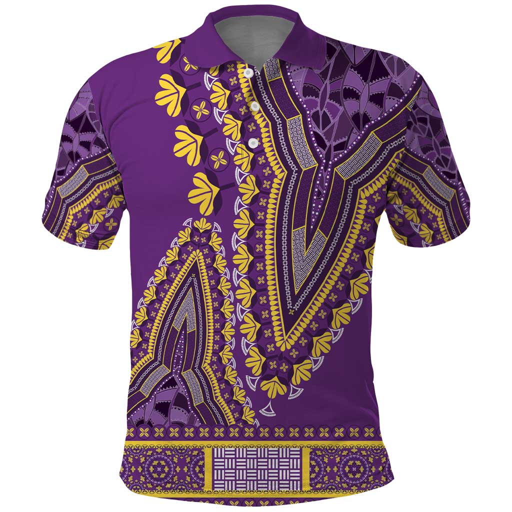 African Dashiki Polo Shirt Luxury Violet - Wonder Print Shop