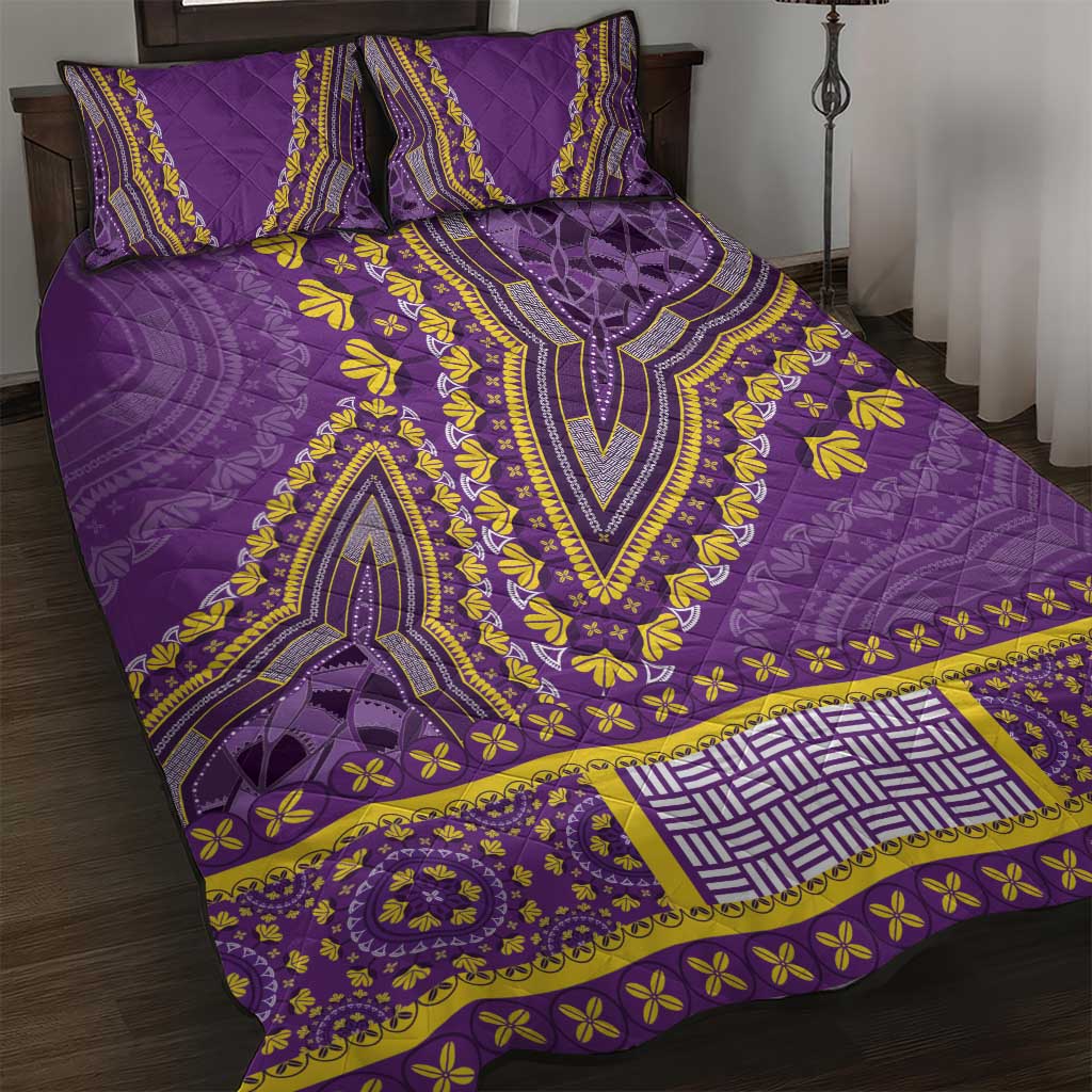 African Dashiki Quilt Bed Set Luxury Violet - Wonder Print Shop