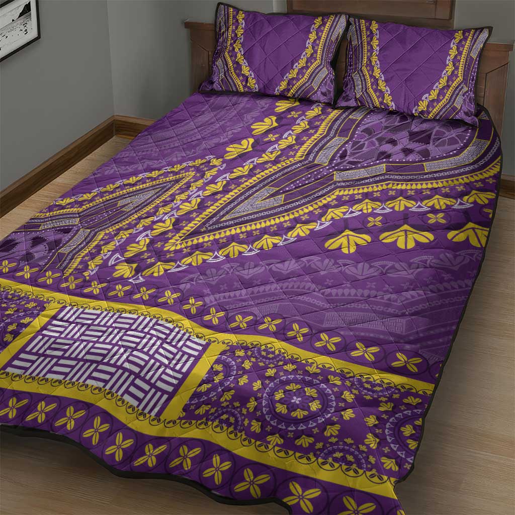 African Dashiki Quilt Bed Set Luxury Violet - Wonder Print Shop