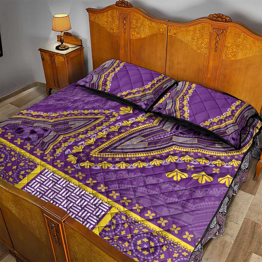African Dashiki Quilt Bed Set Luxury Violet - Wonder Print Shop