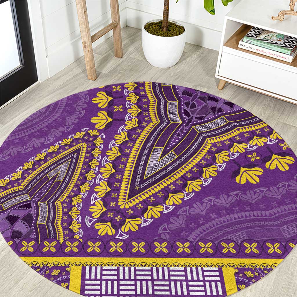 African Dashiki Round Carpet Luxury Violet