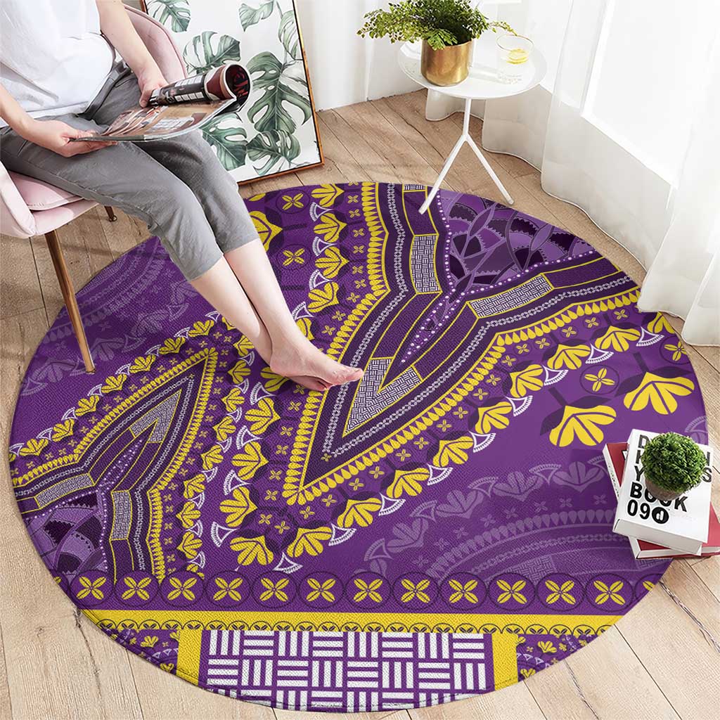 African Dashiki Round Carpet Luxury Violet