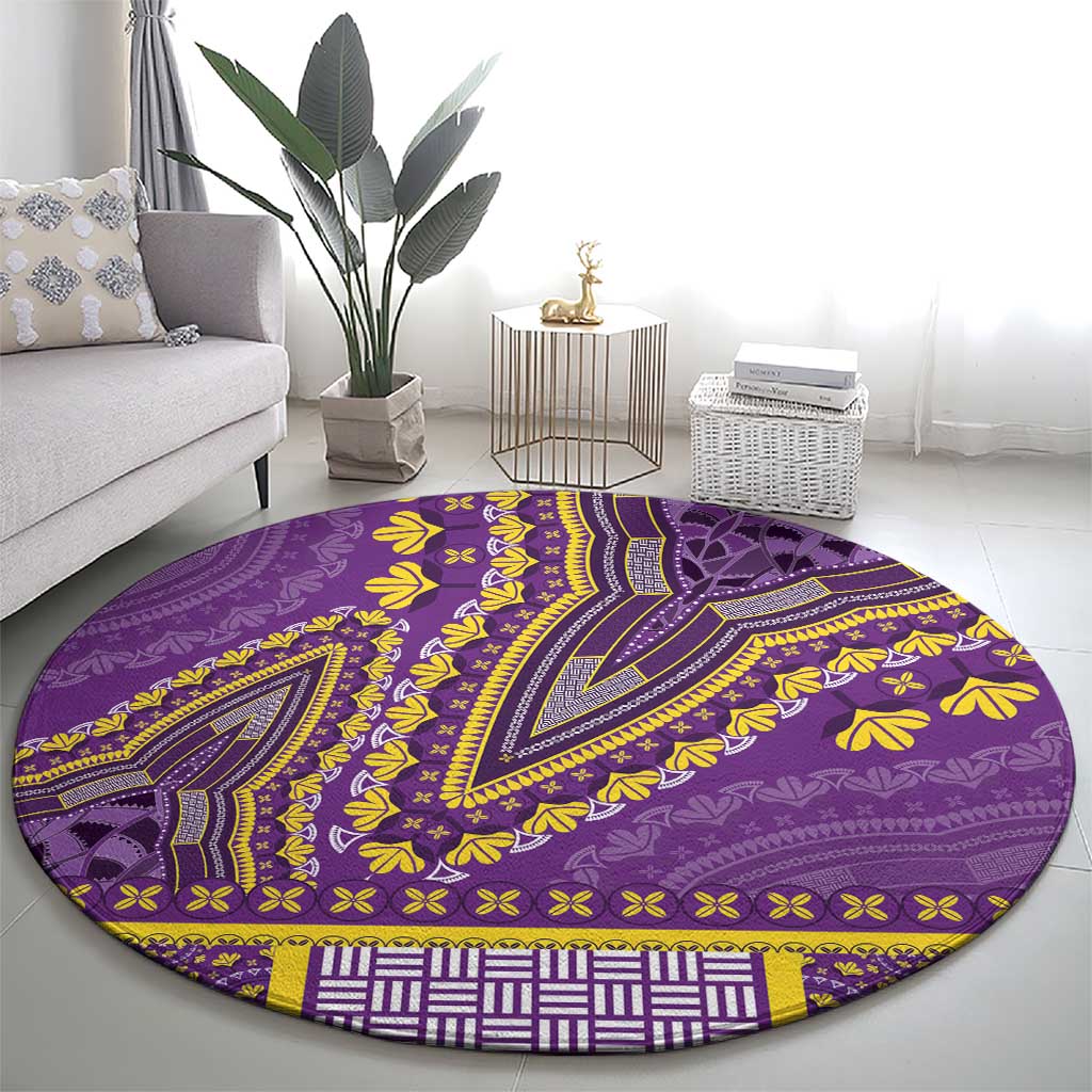 African Dashiki Round Carpet Luxury Violet