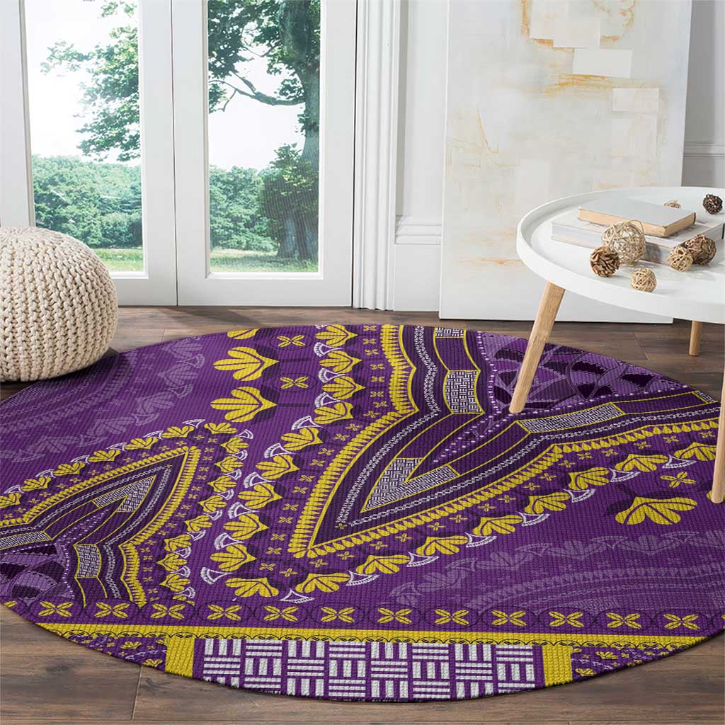 African Dashiki Round Carpet Luxury Violet