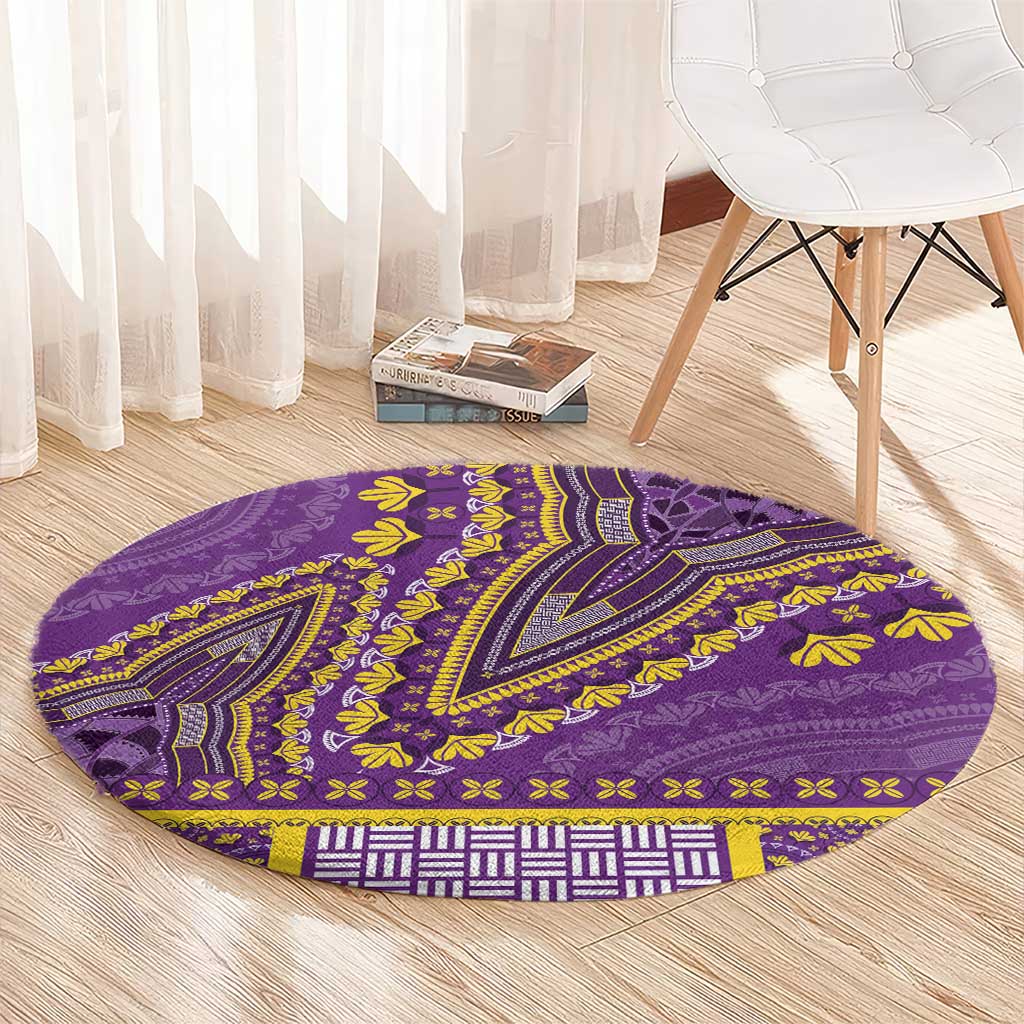 African Dashiki Round Carpet Luxury Violet