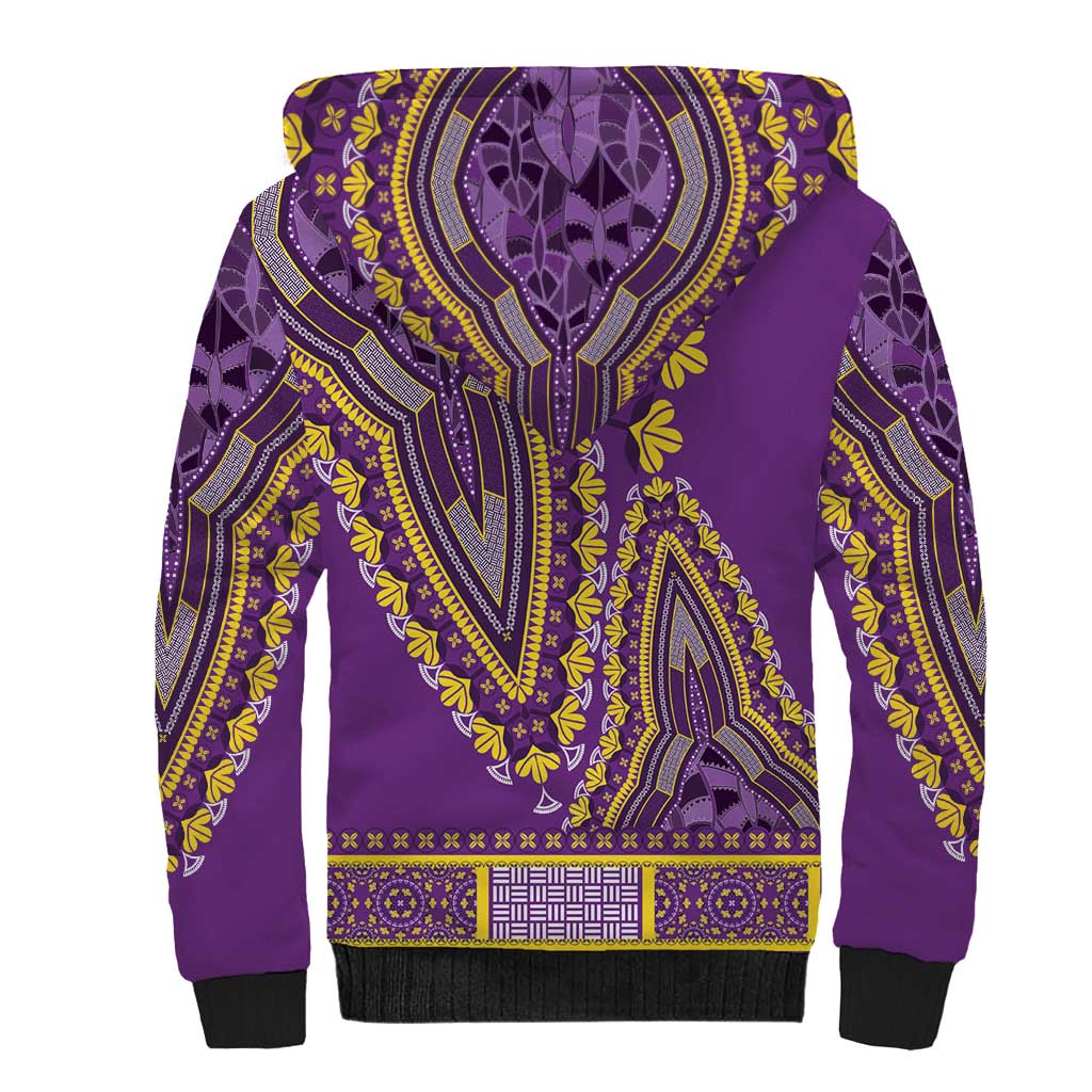 African Dashiki Sherpa Hoodie Luxury Violet - Wonder Print Shop
