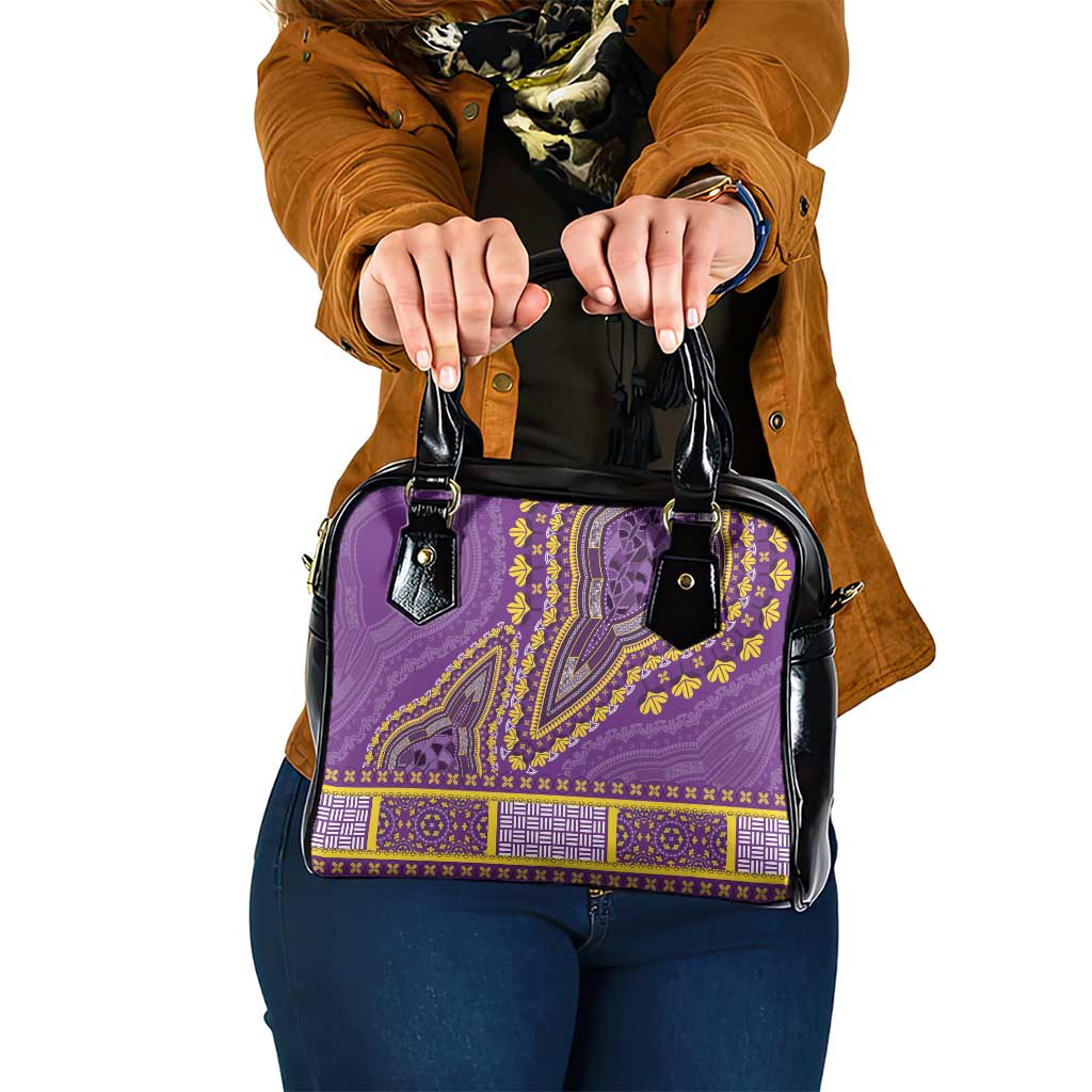 African Dashiki Shoulder Handbag Luxury Violet