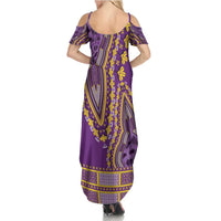 African Dashiki Summer Maxi Dress Luxury Violet - Wonder Print Shop
