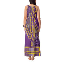 African Dashiki Tank Maxi Dress Luxury Violet - Wonder Print Shop
