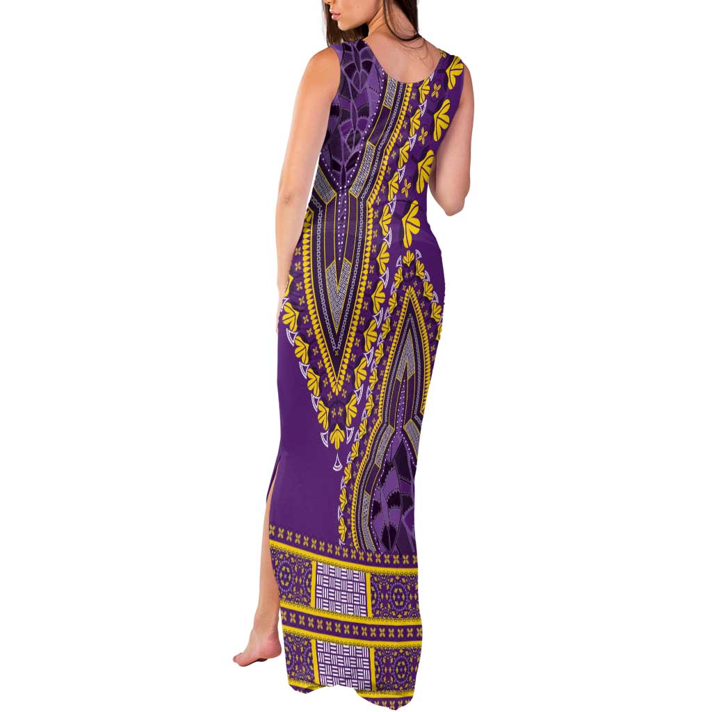 African Dashiki Tank Maxi Dress Luxury Violet - Wonder Print Shop