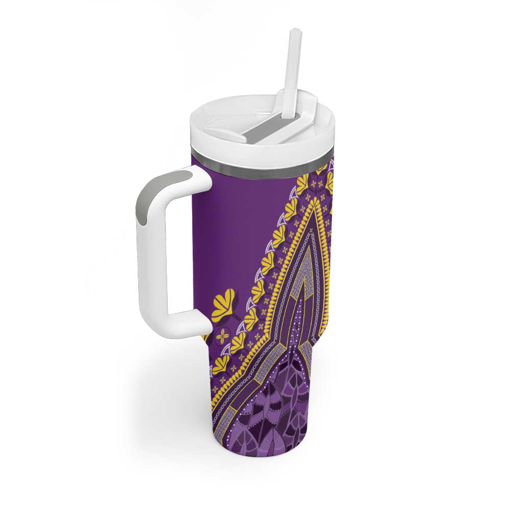 African Dashiki Tumbler With Handle Luxury Violet - Wonder Print Shop