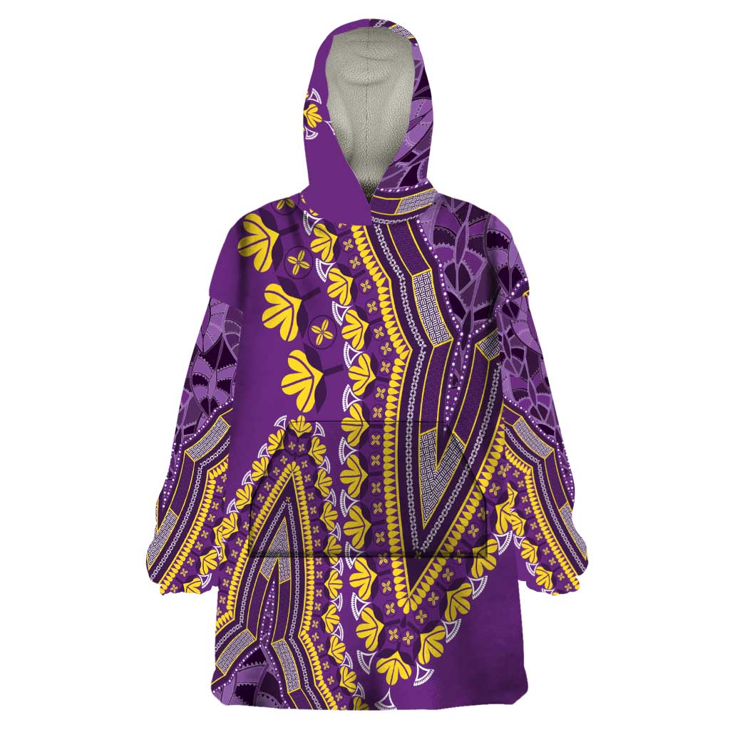 African Dashiki Wearable Blanket Hoodie Luxury Violet - Wonder Print Shop