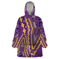 African Dashiki Wearable Blanket Hoodie Luxury Violet - Wonder Print Shop