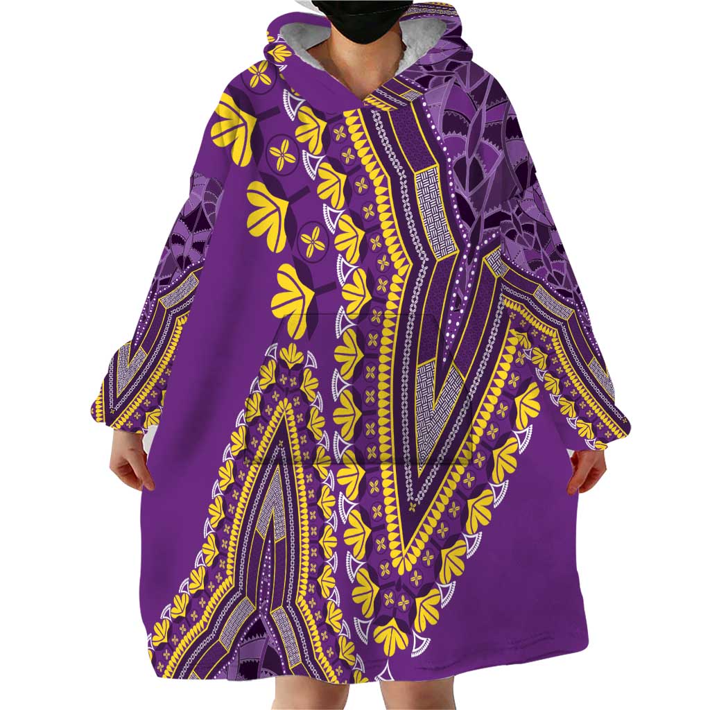 African Dashiki Wearable Blanket Hoodie Luxury Violet - Wonder Print Shop