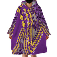 African Dashiki Wearable Blanket Hoodie Luxury Violet - Wonder Print Shop