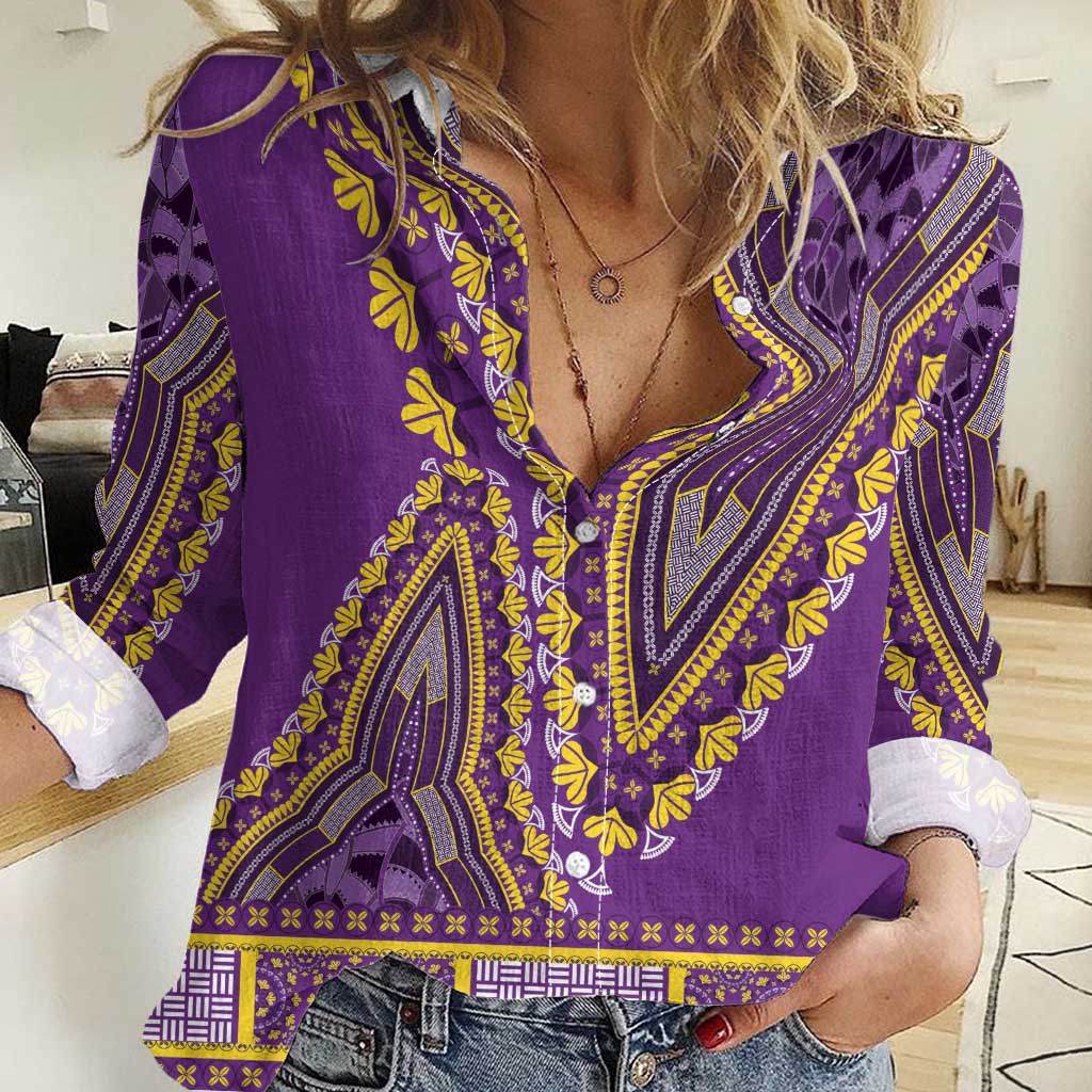 African Dashiki Women Casual Shirt Luxury Violet - Wonder Print Shop