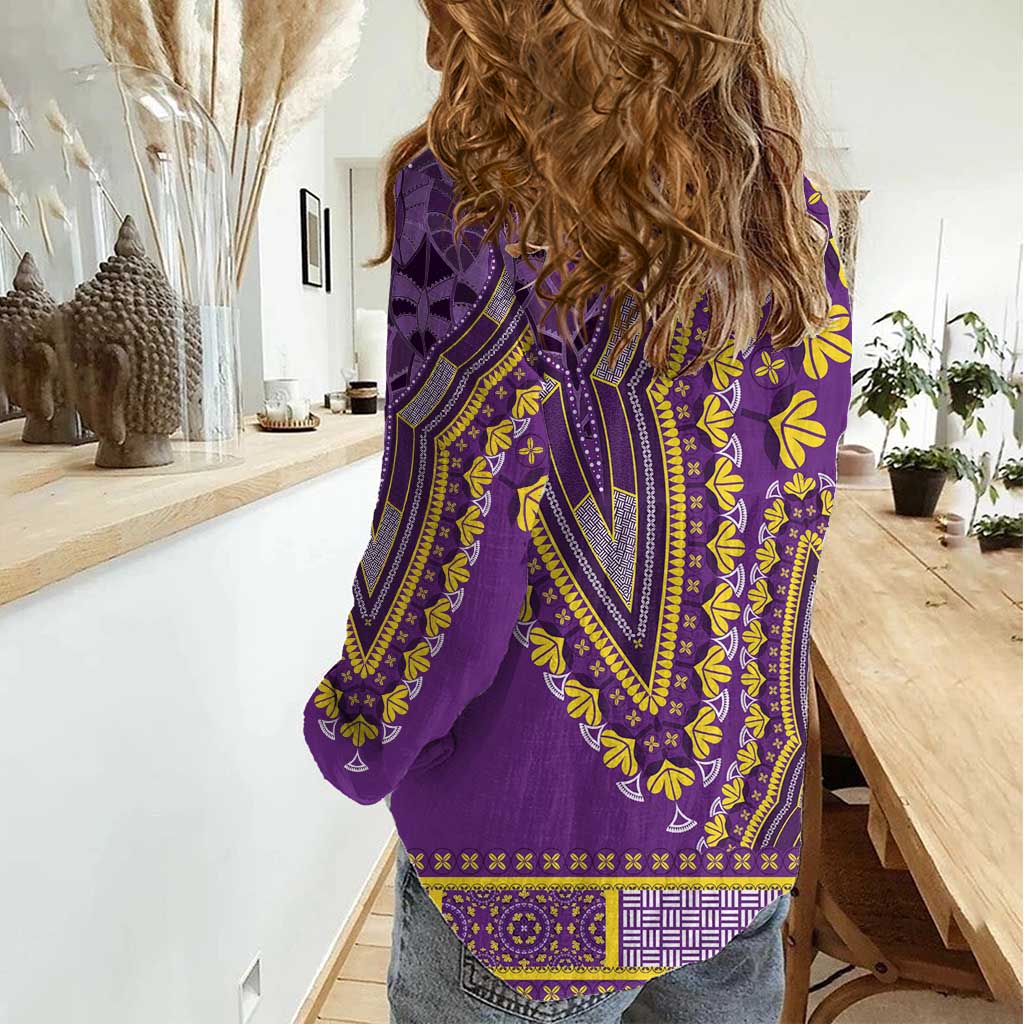 African Dashiki Women Casual Shirt Luxury Violet - Wonder Print Shop