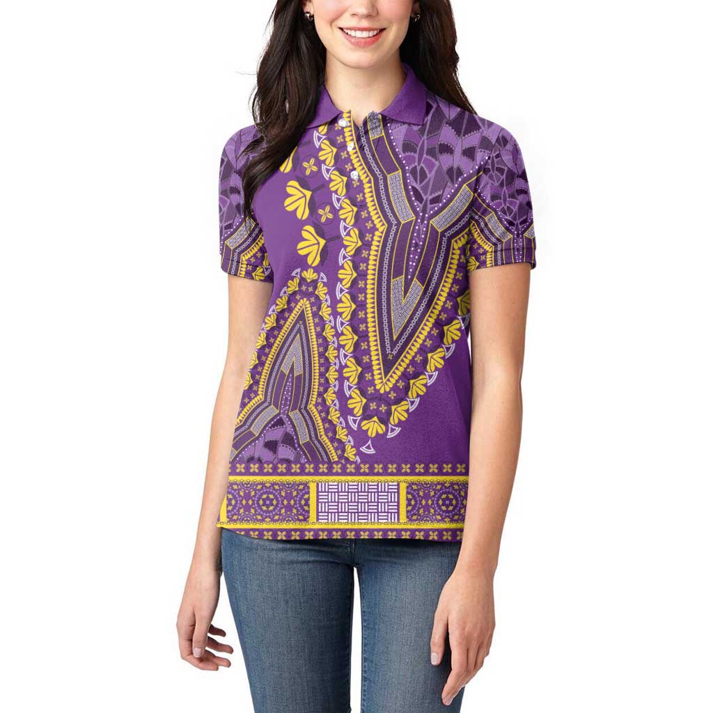 African Dashiki Women Polo Shirt Luxury Violet - Wonder Print Shop