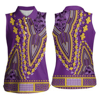 African Dashiki Women Sleeveless Polo Shirt Luxury Violet - Wonder Print Shop