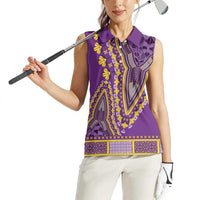 African Dashiki Women Sleeveless Polo Shirt Luxury Violet - Wonder Print Shop