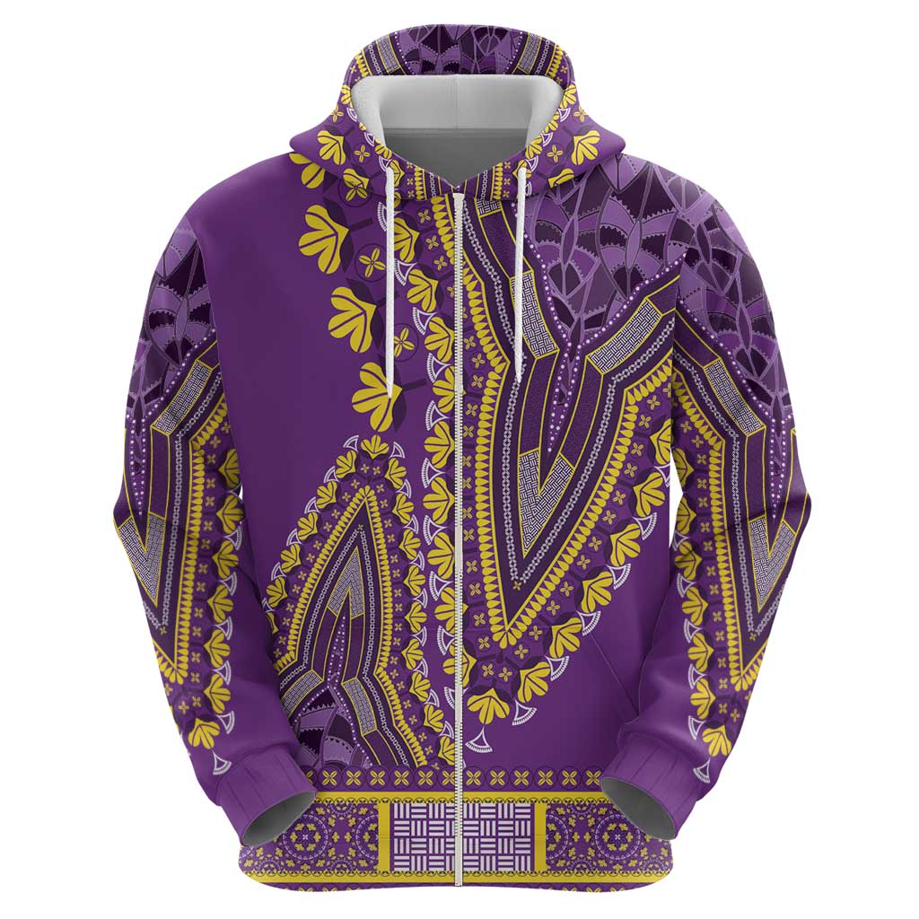 African Dashiki Zip Hoodie Luxury Violet - Wonder Print Shop