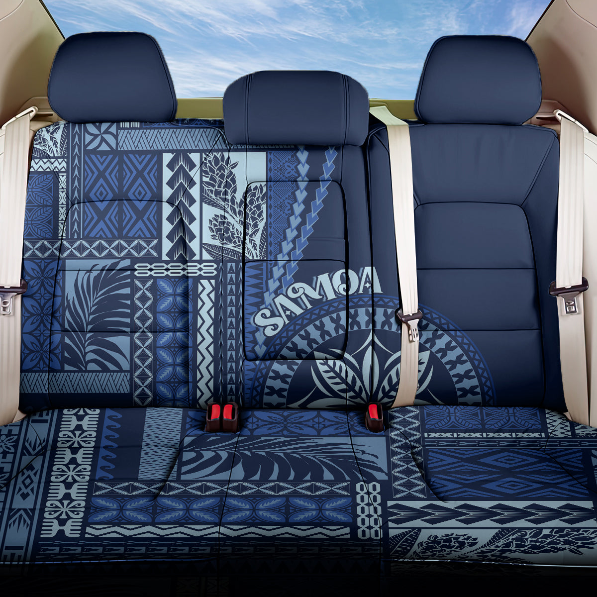 Samoa Siapo Motif Back Car Seat Cover Classic Style - Bue Ver LT7 - Wonder Print Shop