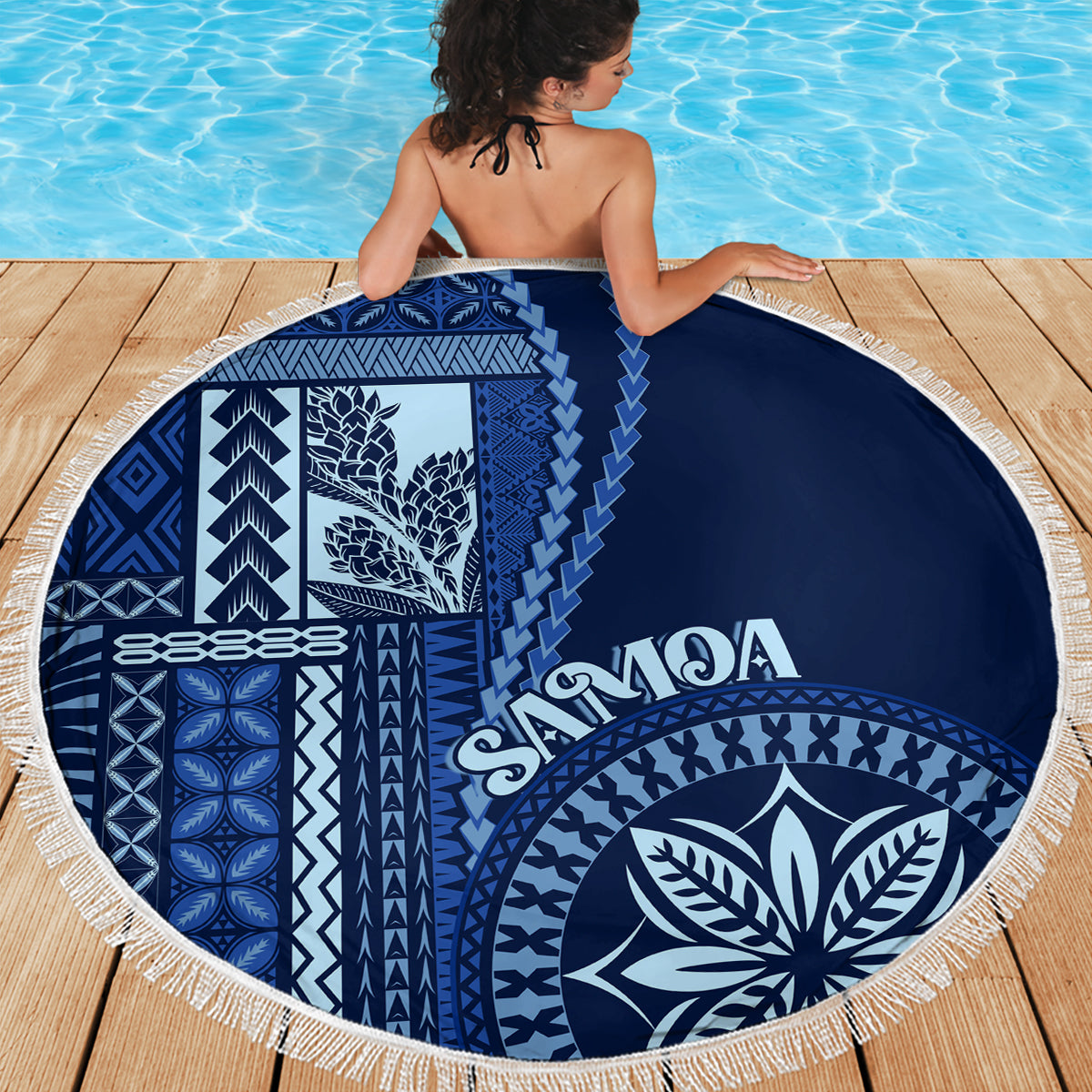 Samoa Siapo Motif Beach Blanket Classic Style - Bue Ver LT7 - Wonder Print Shop