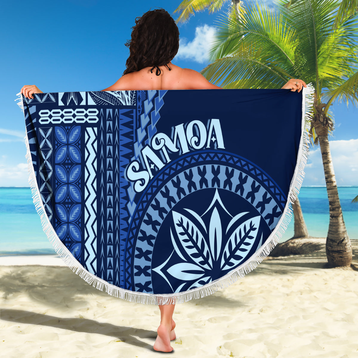 Samoa Siapo Motif Beach Blanket Classic Style - Bue Ver LT7 - Wonder Print Shop