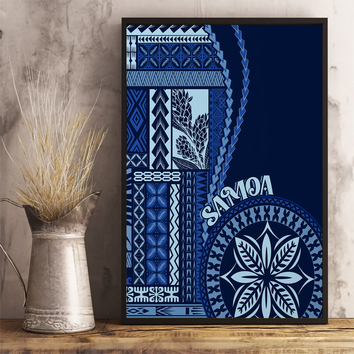 Samoa Siapo Motif Canvas Wall Art Classic Style - Bue Ver LT7 - Wonder Print Shop