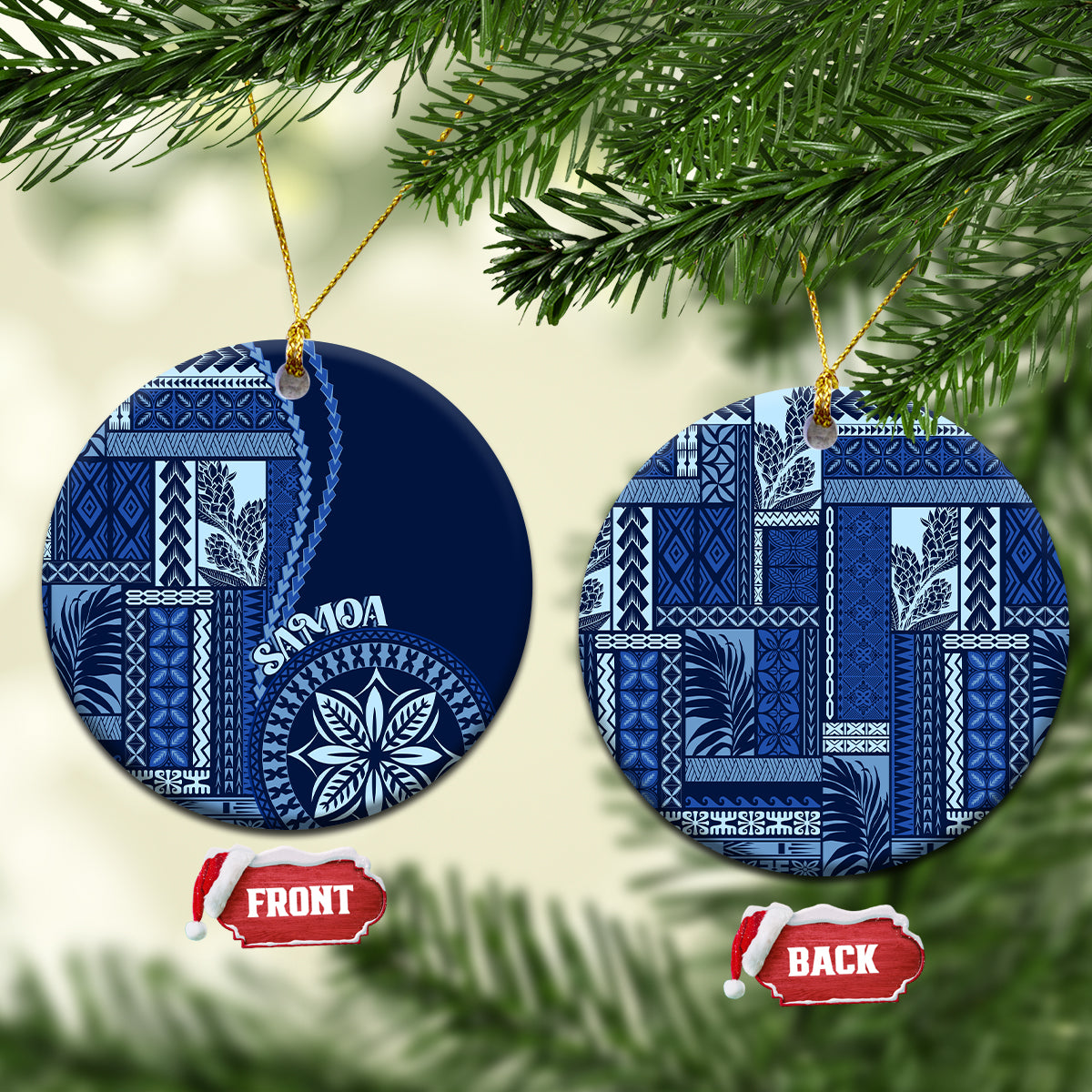 Samoa Siapo Motif Ceramic Ornament Classic Style - Bue Ver LT7 - Wonder Print Shop