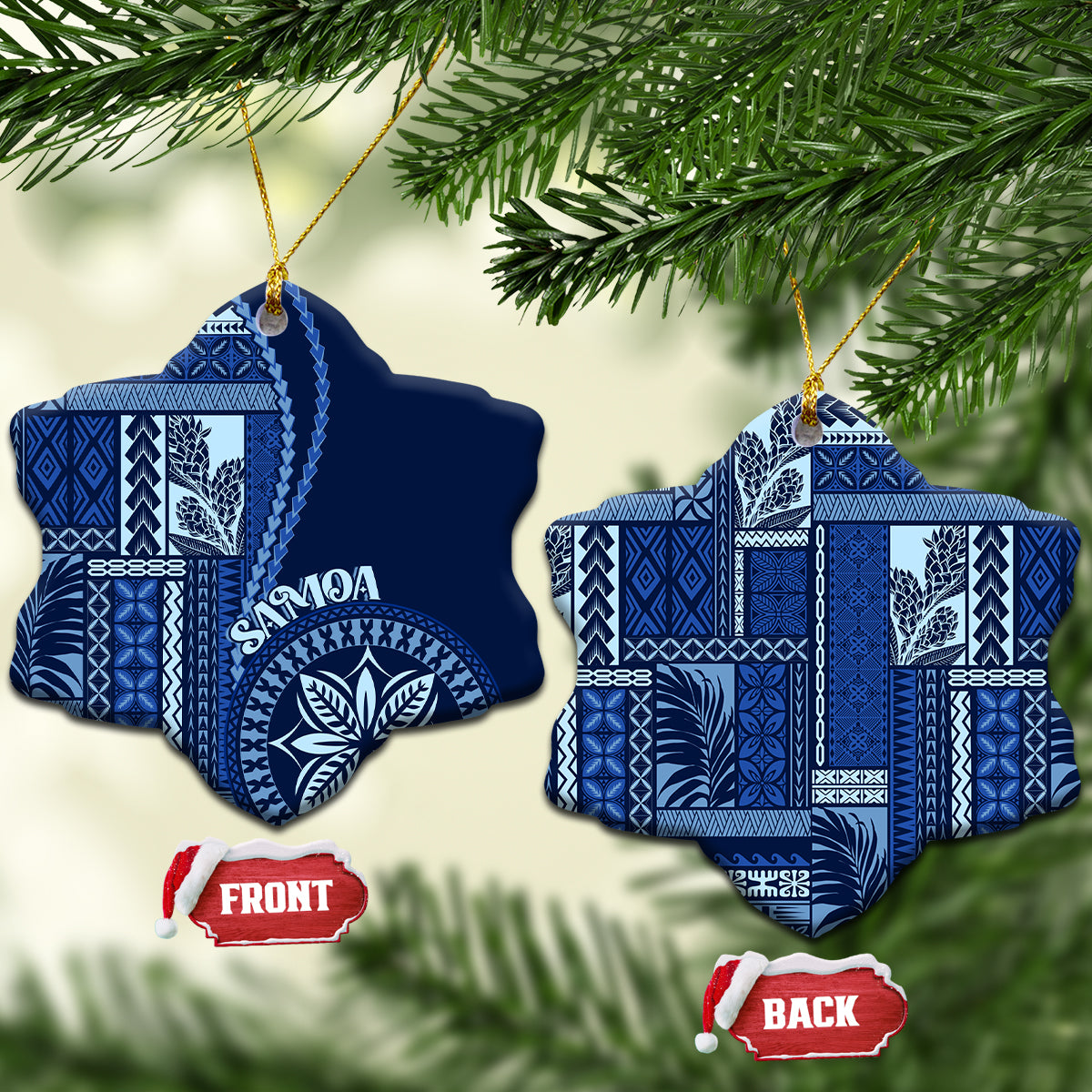 Samoa Siapo Motif Ceramic Ornament Classic Style - Bue Ver LT7 - Wonder Print Shop