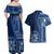 Samoa Siapo Motif Couples Matching Off Shoulder Maxi Dress and Hawaiian Shirt Classic Style - Bue Ver LT7 - Wonder Print Shop