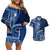 Samoa Siapo Motif Couples Matching Off Shoulder Short Dress and Hawaiian Shirt Classic Style - Bue Ver LT7 - Wonder Print Shop