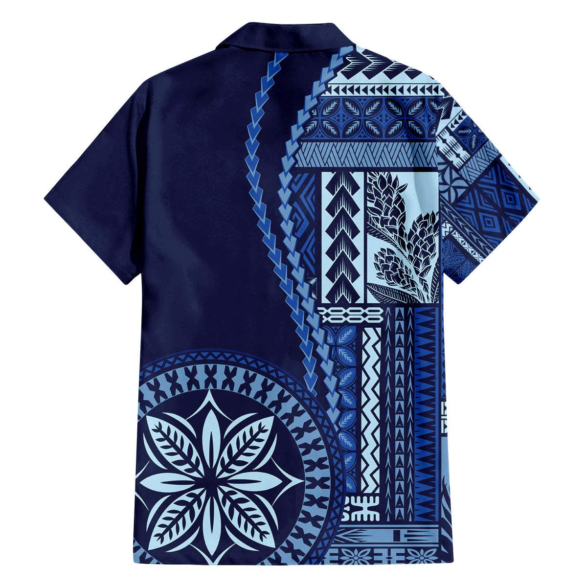 Samoa Siapo Motif Family Matching Long Sleeve Bodycon Dress and Hawaiian Shirt Classic Style - Bue Ver LT7 - Wonder Print Shop