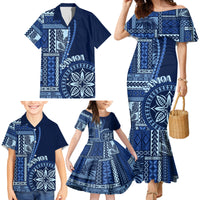 Samoa Siapo Motif Family Matching Mermaid Dress and Hawaiian Shirt Classic Style - Bue Ver LT7 - Wonder Print Shop