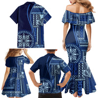Samoa Siapo Motif Family Matching Mermaid Dress and Hawaiian Shirt Classic Style - Bue Ver LT7 - Wonder Print Shop