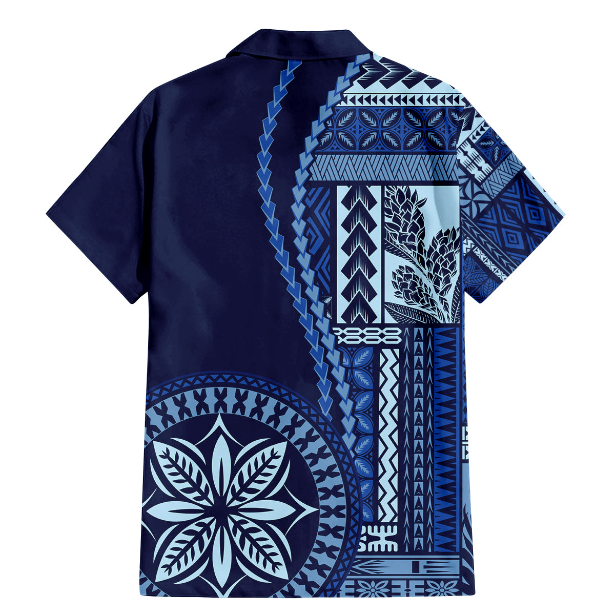 Samoa Siapo Motif Family Matching Mermaid Dress and Hawaiian Shirt Classic Style - Bue Ver LT7 - Wonder Print Shop