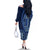 Samoa Siapo Motif Family Matching Off Shoulder Long Sleeve Dress and Hawaiian Shirt Classic Style - Bue Ver - Wonder Print Shop