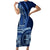 Samoa Siapo Motif Family Matching Short Sleeve Bodycon Dress and Hawaiian Shirt Classic Style - Bue Ver - Wonder Print Shop