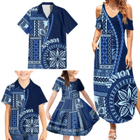 Samoa Siapo Motif Family Matching Summer Maxi Dress and Hawaiian Shirt Classic Style - Bue Ver - Wonder Print Shop