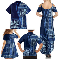 Samoa Siapo Motif Family Matching Summer Maxi Dress and Hawaiian Shirt Classic Style - Bue Ver - Wonder Print Shop