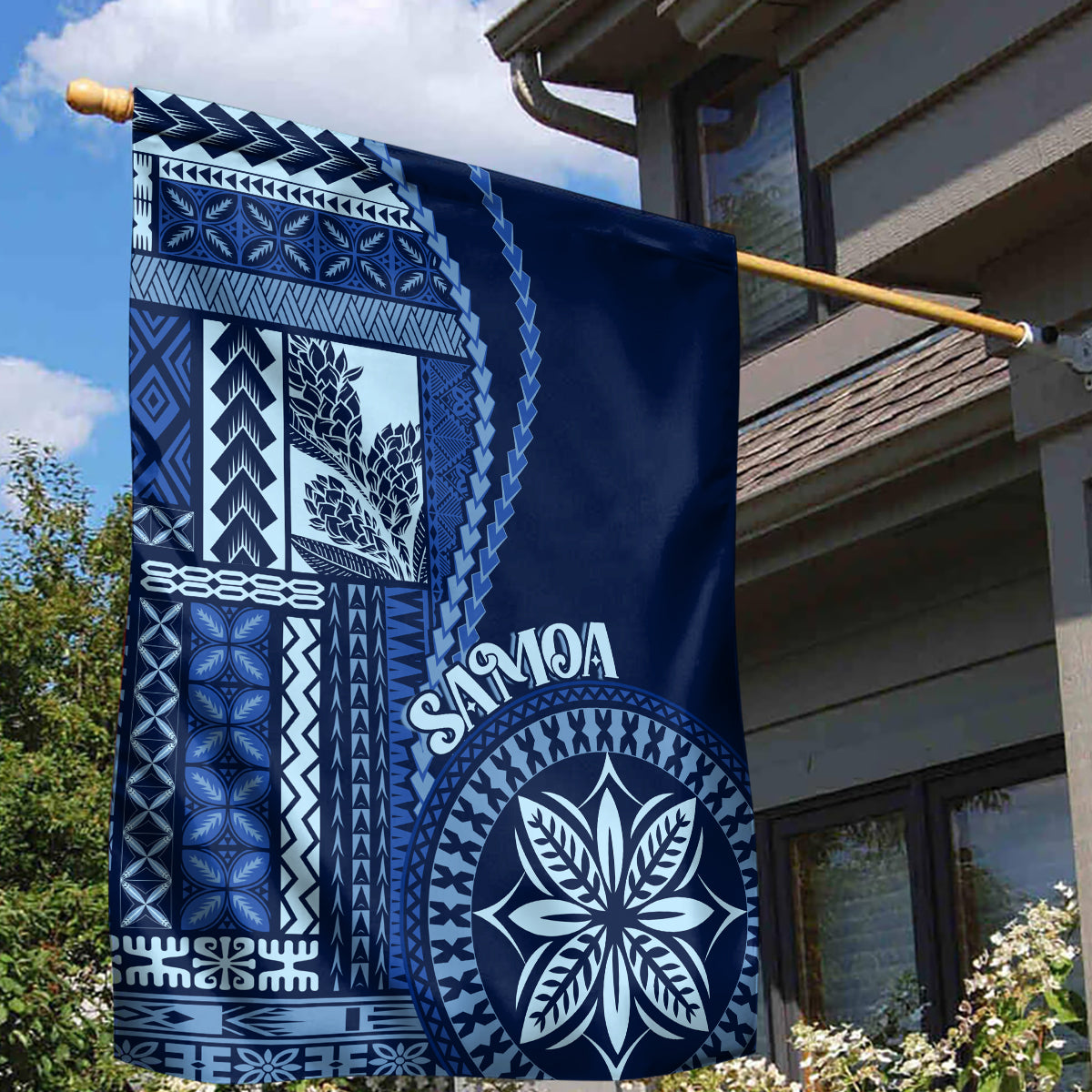 Samoa Siapo Motif Garden Flag Classic Style - Bue Ver - Wonder Print Shop