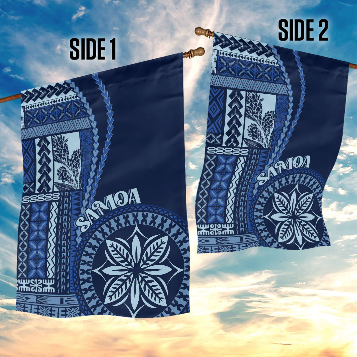 Samoa Siapo Motif Garden Flag Classic Style - Bue Ver - Wonder Print Shop